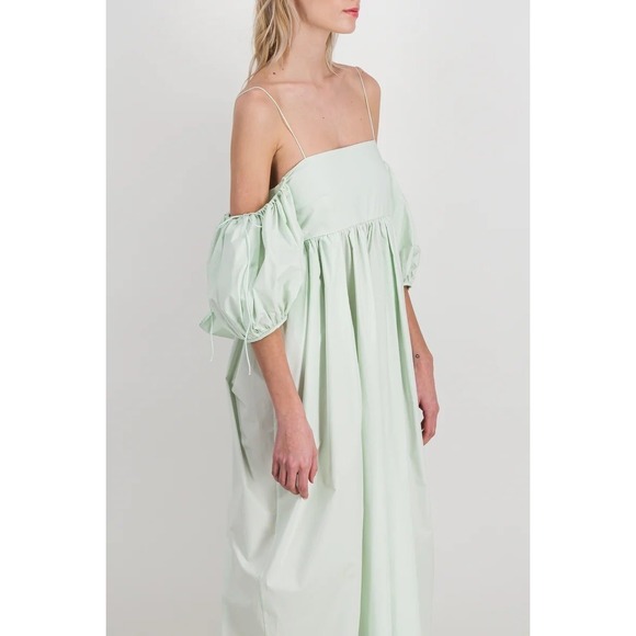 Cecilie Bahnsen Mint Green Cotton Poplin Joel Midi Dress US 6 UK 10 - Picture 9 of 16